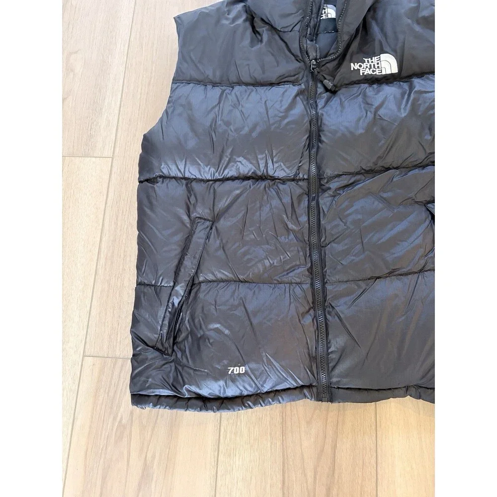 Vtg The North Face Nuptse 700 Goose Down Black Puffer Vest Hood Mens XL BB027